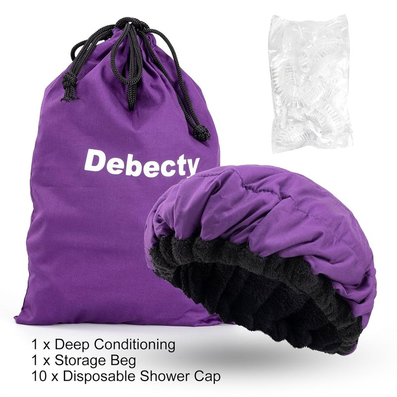 Skiennix Deep Conditioning Microwavable Heat Cap - Hair Steaming Therapy for Healthy Hair (Purple)