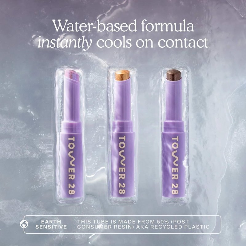 Tower 28 GoGo Cooling Shimmer Eyeshadow Stick - 8-Hour Wear Cream + Precise Highlighter - Avalon (.09 oz)