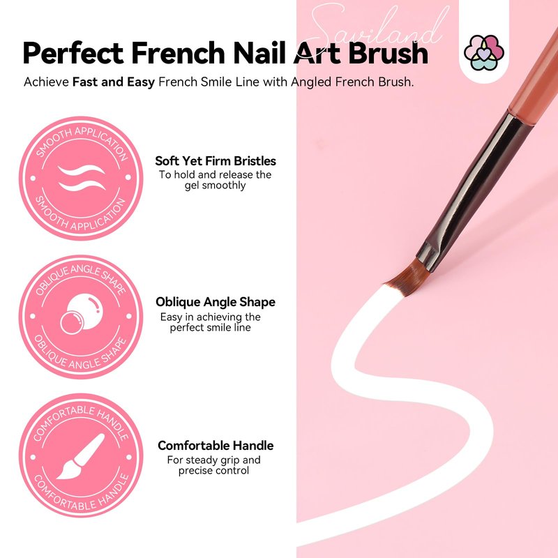 Saviland French Manicure Kit : French Tip Tools for Beginners French Tip Nail Stickers French Nail Brush White Gel Nail Polish Quick-Dry Nail Lamp French Tips Guides for Nail Art
