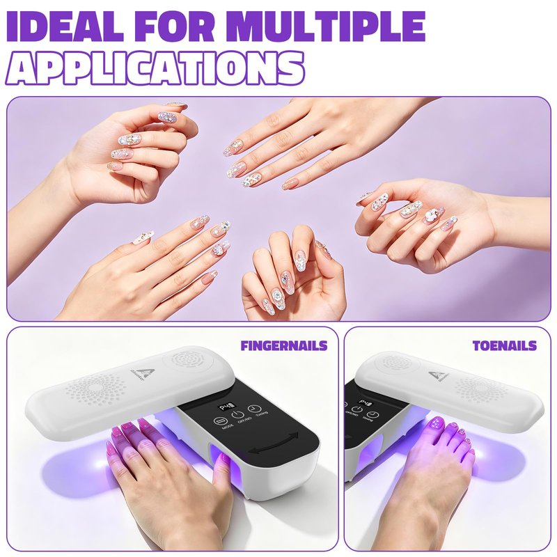 Aisuoker Compact Cordless UV Nail Lamp, Portable Nail Dryer for Gel Polish with 36 Beads, Rotatable Panel & UV Protection Design, Rechargeable LED Nail Light with 4 Modes & Timer for Salon and Home