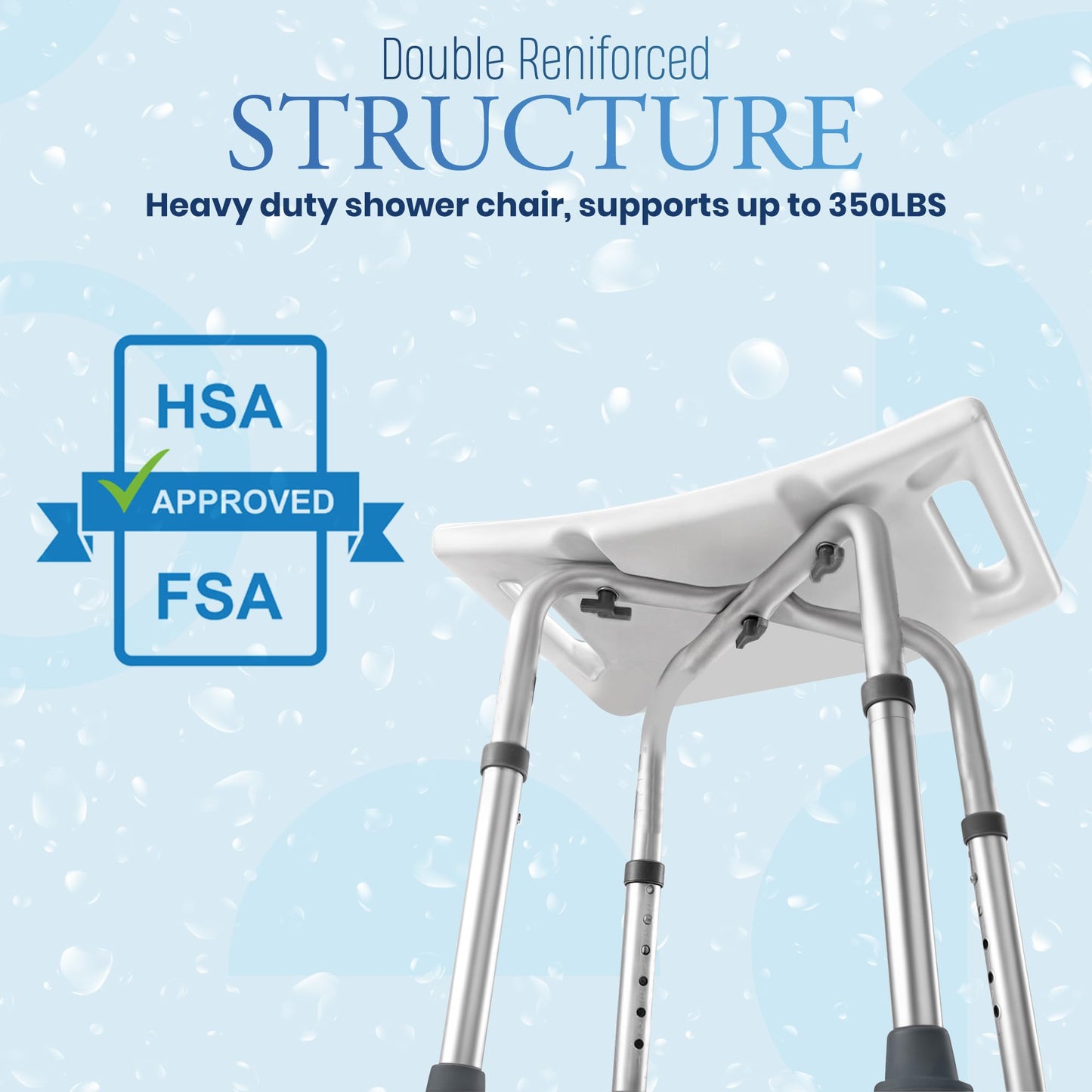 Dr.Kays Shower Chair for Inside Bathroom 350 lbs Shower Stool with Adjustable Height, Portable Heavy-Duty Bath Bench Padded Seat for Inside Tub Bathroom Chair for Elderly and Disabled FSA/HSA Eligible