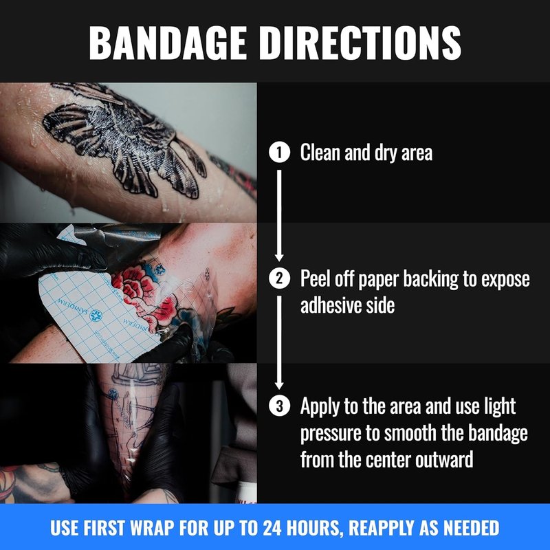Saniderm Tattoo Aftercare Bandage 3 Sheets (Medium Pack, 6 in x 8 in) – Convenient, Faster Tattoo Healing and Protection – Sterile, Waterproof, and Latex-Free
