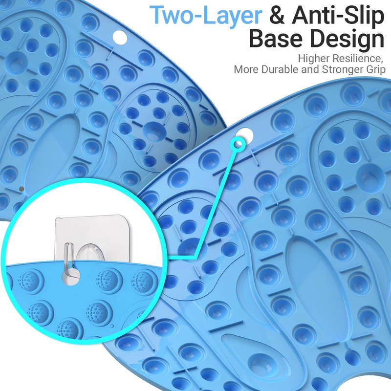 GEENOA Foot Massage Mat, Hard Reflexology Mat with Magnetic Therapy, Big Foot-Shaped Acupressure Mat for Feet Relaxation, Under Desk Mat Pressure Point Mat for Pain, Fatigue and Stress Relief(Blue)