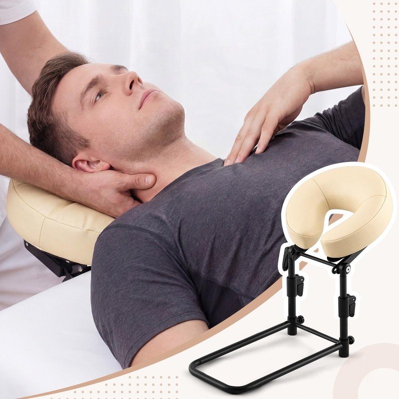 Qunclay Adjustable Massage Headrest for Bed, Portable Mattress Massage Face Cradle with Soft Pillow Cushion, Face Down Pillow After Eye Surgery for Professional and Home Use(Apricot)