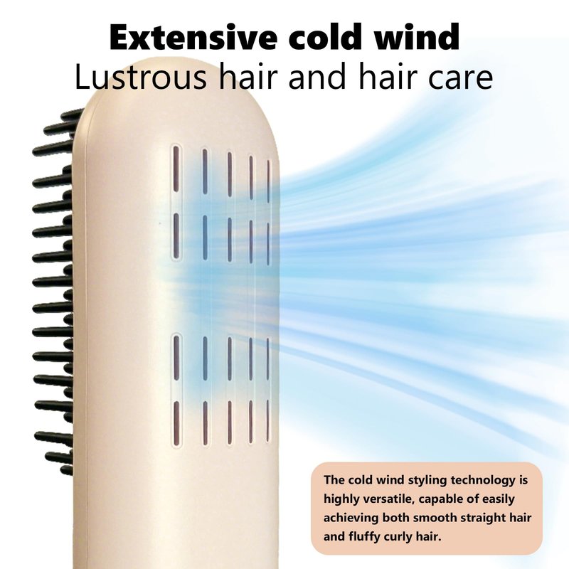Go Brush Pro 2026 Hair Straightener, 3-Temperature Fast Heating Ceramic Ionic Hair Brush, Portable Frizz Control Styling Tool for Women, Beige