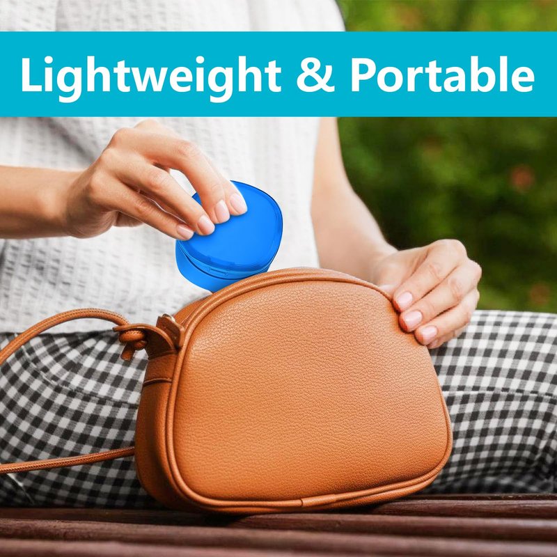 EZEELAI Denture Cleaning Case Dental Retainer Container Soaking Cup with Brush, Denture Storage Bath Box Case Cup Mouthguard Storage Holder Travel - Leak Proof with Lid Waterproof - Blue