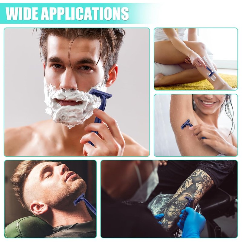 Disposable Razors for Men - Twin Blade Travel Shaving Kit | 200 Pack for Camping & Travel (Blue)
