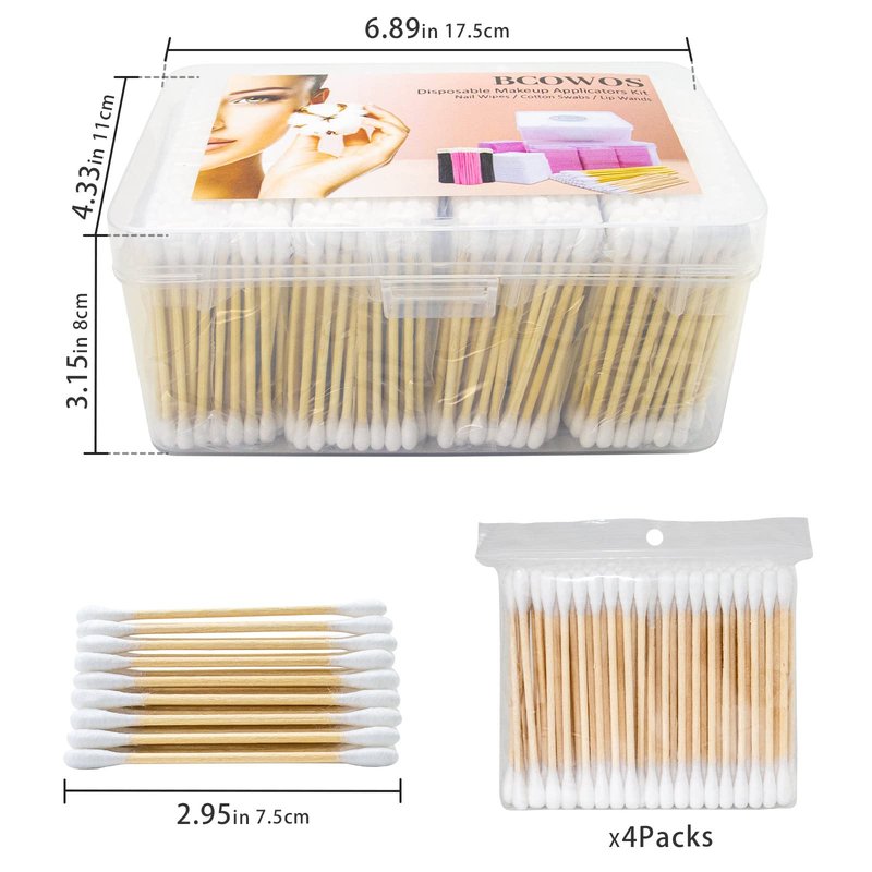 800 Count Bamboo Cotton Swabs, 3 Inch Cotton Swabs for Ears, Nail Art, Makeup, Household Cleaning