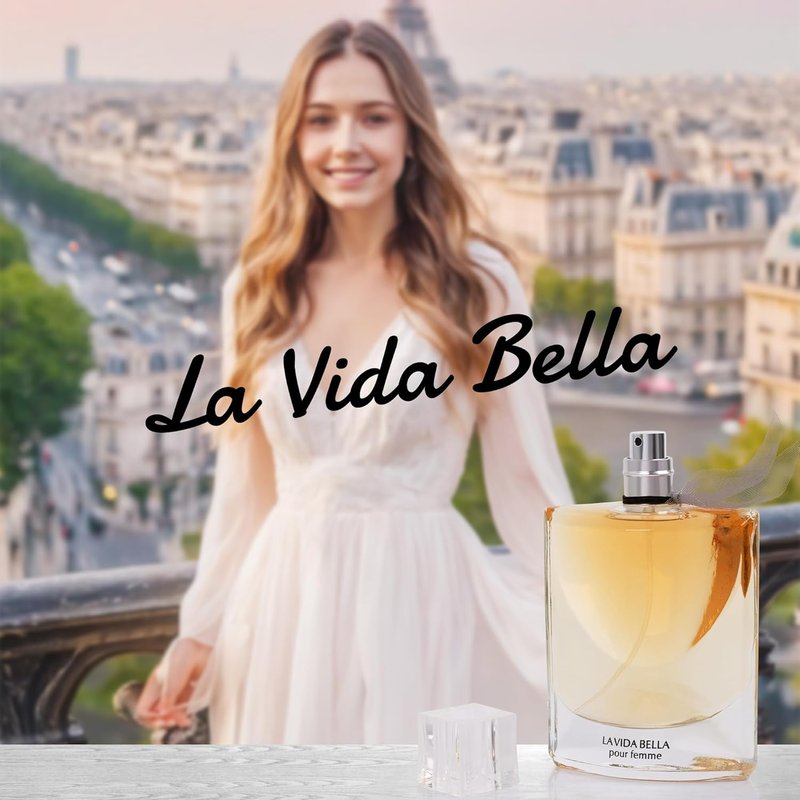 La Vida Bella Eau De Parfum for Women 3.4 Fl Oz- Floral Fruity Fragrance - Rich & Elegant Aroma - Scents of Iris, jasmine & Orange Blossom - Warm & Powdery Base of Almond - 100ml Bottle for Daily Wear