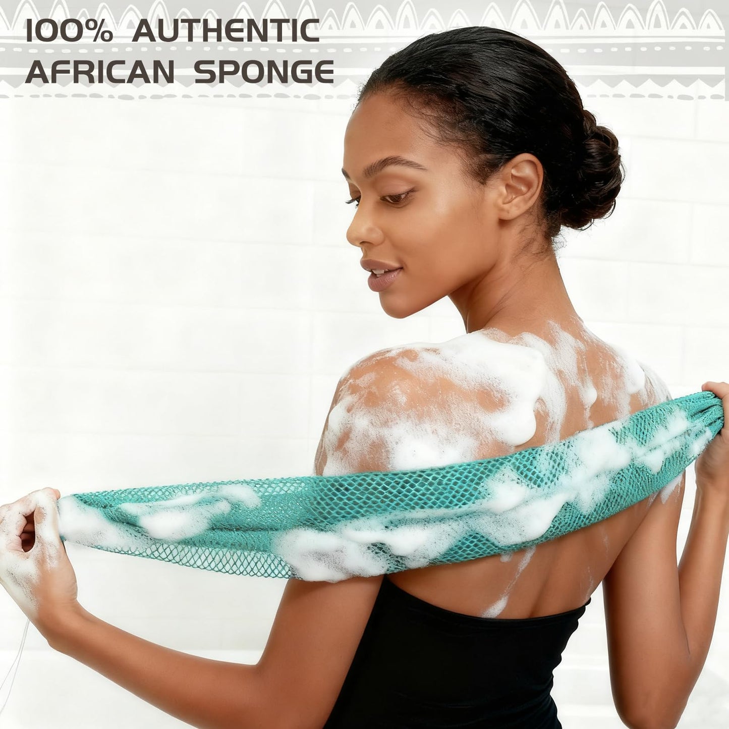 SPMKTBOZAI African Net Sponge Authentic, Loofah Exfoliating Body Scrubber Bath Sponge, African Exfoliating Net Sponge Back Scrubber Washcloth for Shower, Body Care Bathing Accessories (Mint Green)