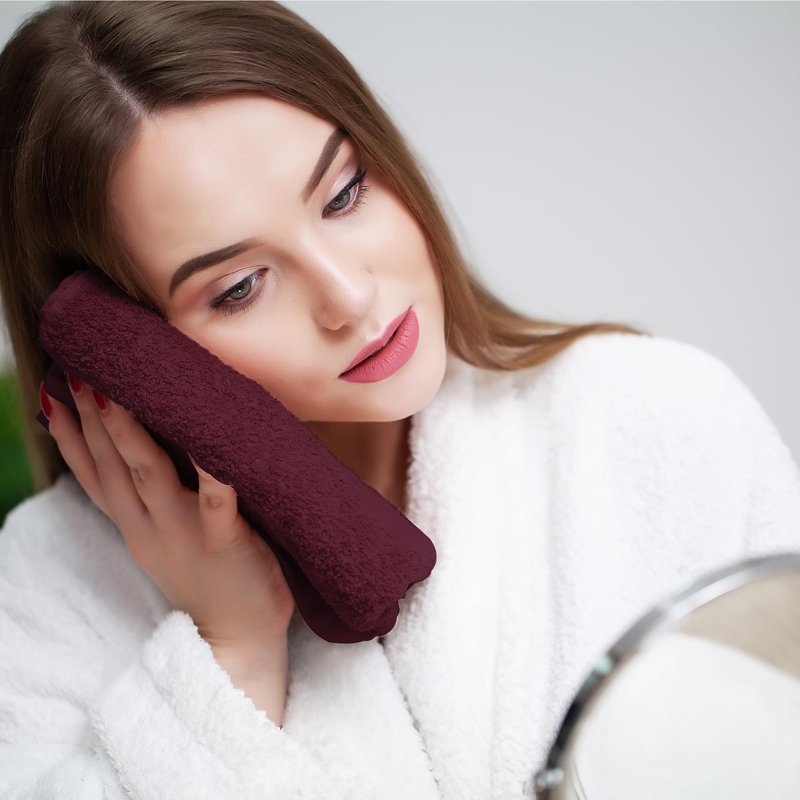 Novo Home Face Towels Pack of 12 – 100% Cotton Wash Cloths (12x12 inch) – Soft, Quick Dry & Highly Absorbent Hand Towels for Bathroom, Spa, Gym, Kitchen and for Daily Use - (Burgundy)