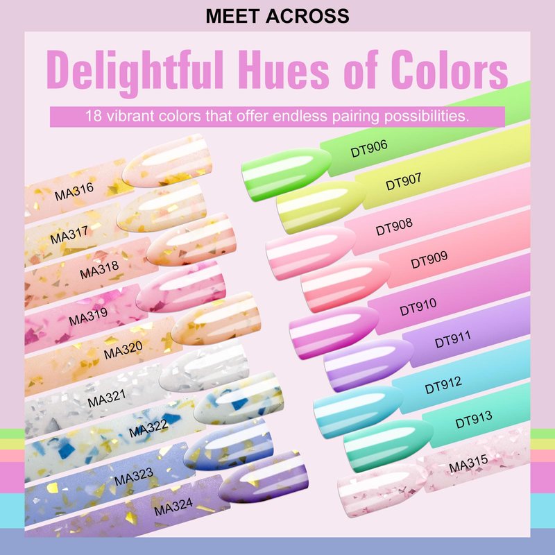 MEET ACROSS 18Pcs Rubber Builder Base Gel Nail Polish 2 in 1 Builder Gel For Nails, Macaron Nail Strengthener Quick Extension Rubber Base Coat Gel Polish Kit Spring Summer Gift