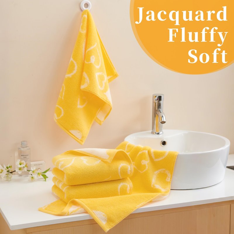 VOOVA & MOVAS 4 Pcs Hand Towels (13"x28") - 100% Cotton, Ultra-Absorbent & Quick-Dry Hand Towels | Soft, Lightweight Bathroom Decorative Towels for Spa, Kitchen, Home | Machine Washable,Yellow