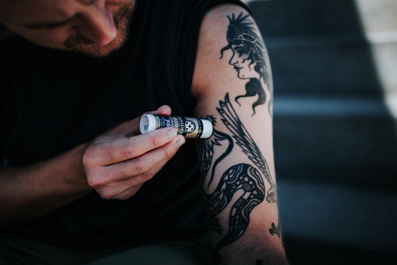Saniderm Tattoo Aftercare Balm PLUS+ - Small (0.6 oz) – Petroleum Free, Organic Tattoo Moisturizer Infused with Colloidal Silver, Lavender Oil, and Other Natural Ingredients