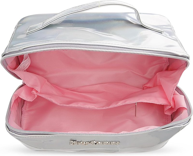 Juicy Couture Makeup Bag - Iridescent Cosmetics Organizer for Travel Essentials | White Cross Zip