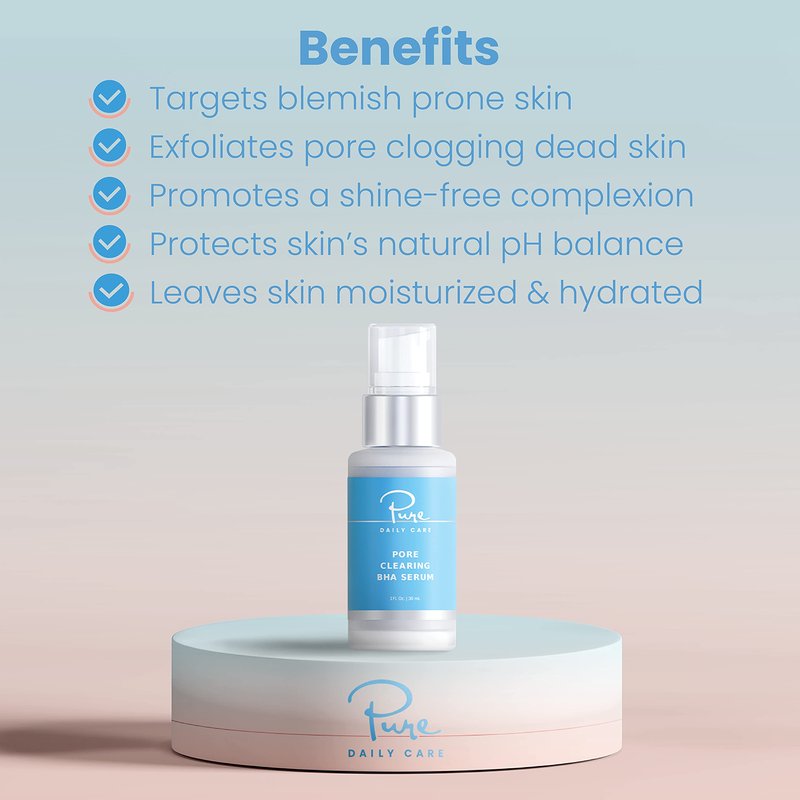 Pore Clearing BHA Serum - Salicylic Acid Acne Exfoliating Serum for Blemishes Blackheads Oily Skin