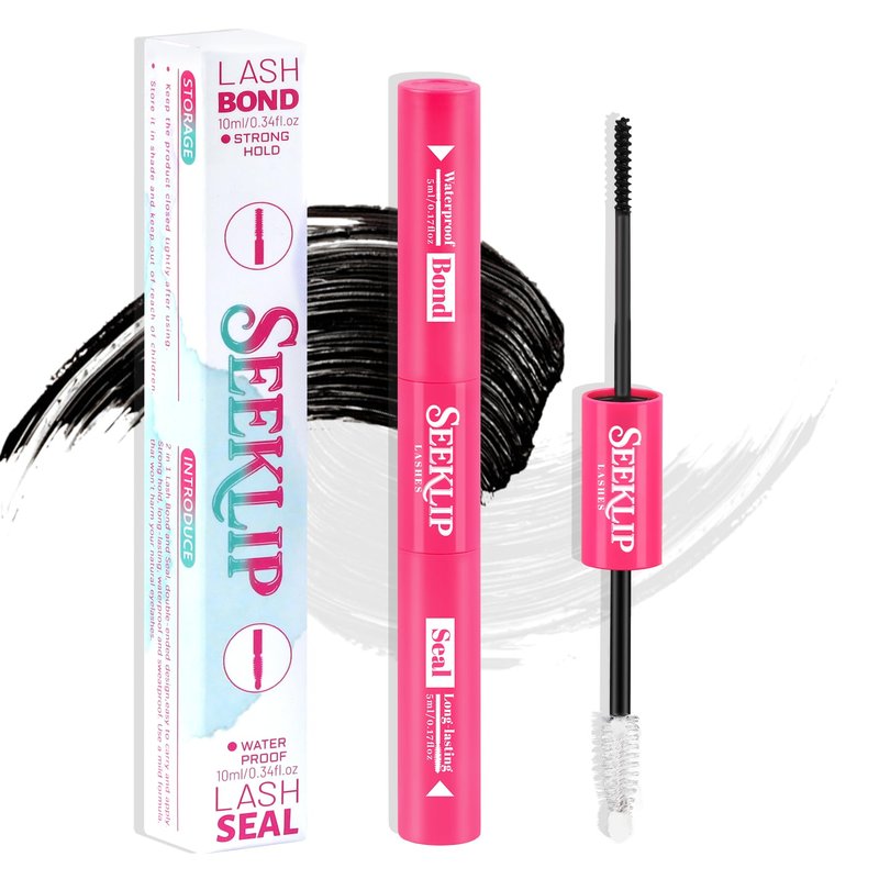 Lash Cluster Glue Waterproof Black Bond and Seal Eyelashes Glue Long Lasting Lash Glue for Eyelash Clusters 72 Hours Gentle Cluster Lashes Glue Frost Protection Lash Bond and Seal (Black,10ml)