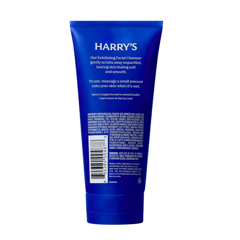 Harry's Exfoliating Face Wash for Men, Gentle Facial Skin Care Products with Volcanic Rock Exfoliant, 7.1 Fl. Oz, Home and Trial and Travel Bundle TSA Approved Travel Essentials