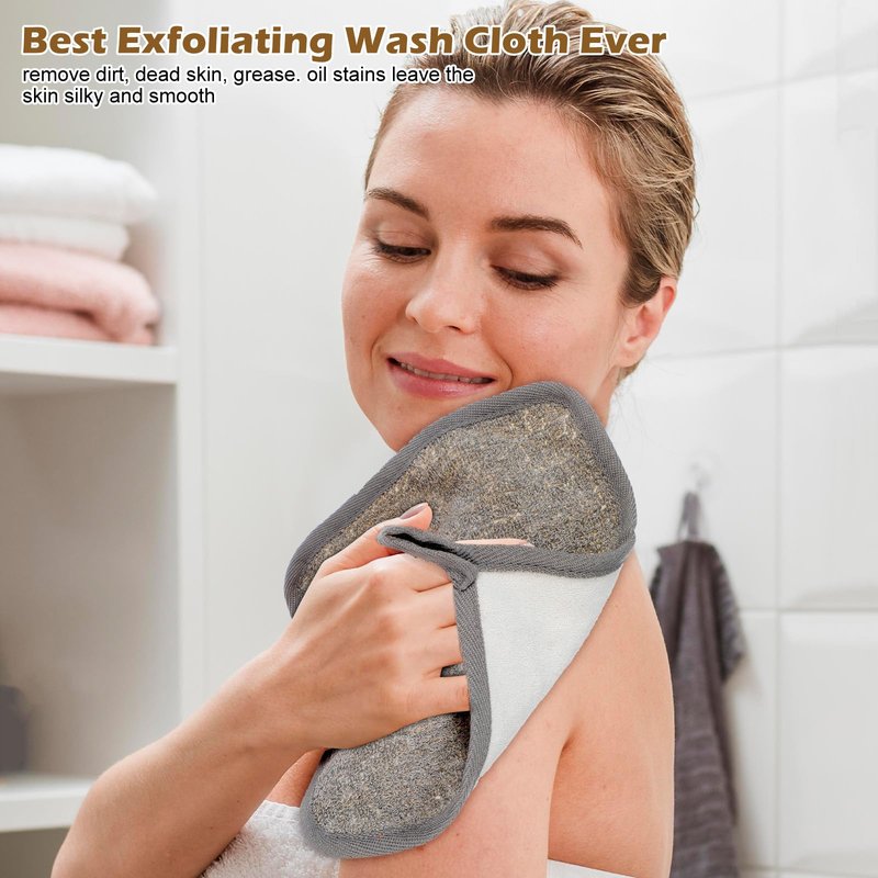 Shimmeroo 3Pcs Exfoliating Washcloths for Face 8x8 Inch Bamboo Charcoal Premium Face Body Wash Cloths with Softness Scrubbing Two Sides Exfoliating Towel for Women Men(Grey)