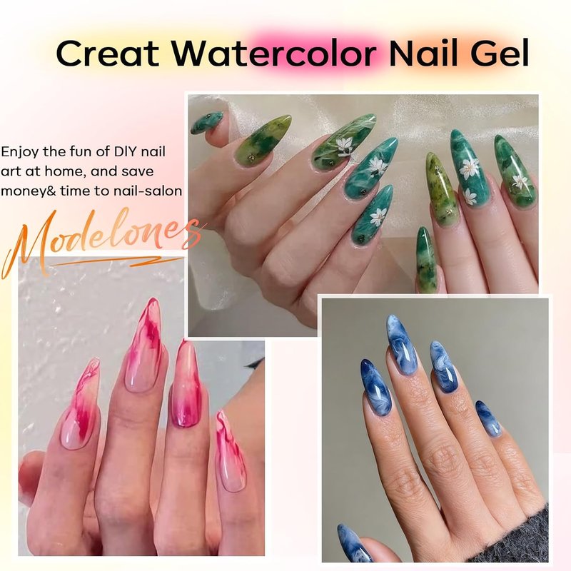Modelones Gel Top Coat & Blooming Gel Nail Polish Set - 15ml Each | Nail Art Palette Included