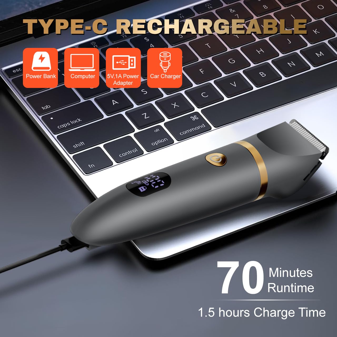 Zivelier Ball Shaver for Men, 3-in-1 Multifunction Body Hair Trimmer & Pubic Shaver with Titanium Blades (No Nicks!), IPX7 Waterproof Electric Razor, LED Display, Wet/Dry