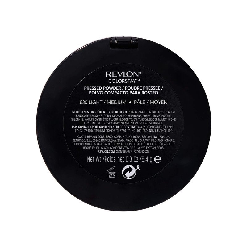 Revlon ColorStay Pressed Powder Face Makeup, Longwearing, Fragrance-Free, Noncomedogenic, 830 Light Medium, 0.3 oz