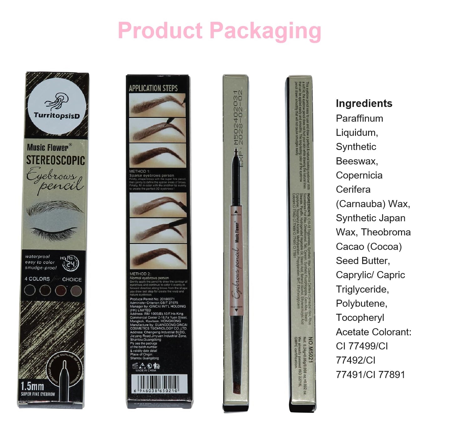 TurritopsisD Eyebrow Pencil, 2 in 1 Dual-ends Retractable Triangular & Fine Tip Brow Pen Waterproof Long-lasting Create Natural Eye Brows Makeup