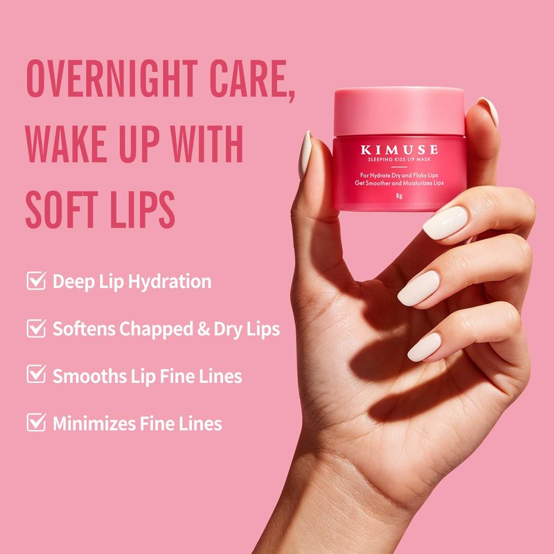 KIMUSE Lip Mask Set, 4PCS Lip Sleeping Mask Overnight Treatment Lip Care Products, Moisturize & Nourish, Flaky, Cracked Dry Lips, Intense Hydration with Shea Butter (SET)