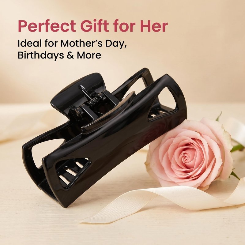 Hair Claw Clips for Women, Strong Hold Non-Slip Hair Clips for Thin Thick Hair, Fashion Jaw Clips Durable Hair Accessories (Black)
