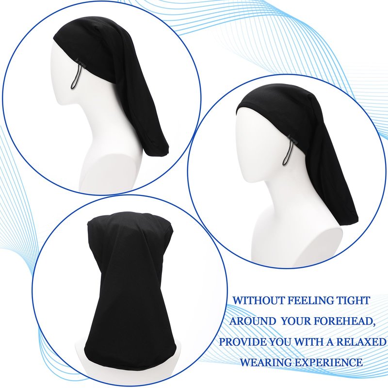 Tatuo 2 Pieces Satin Lined Unisex Jumbo Dreadlock Cap Long Dreads Hair Head Wrap Sleeping Cap Hair Accessories Sleep Bonnet (Black,20 x 9 Inch)