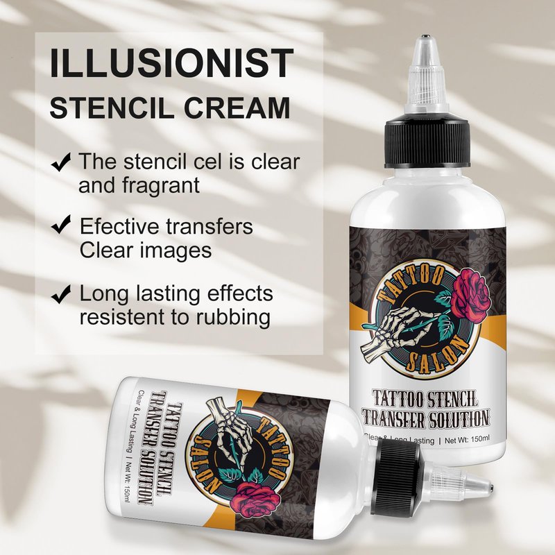 150ml Tattoo Stencil Transfer Gel Solution, Professional Tattoo Stencil Gel, Stencil Magic Cream, Tattoo Application Solution for Transfer Paper Machine Stencils, Clear & Long-Lasting