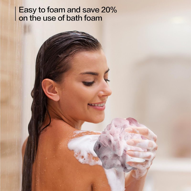 Fishent Loofah Bath Sponge Shower Loofahs, Pack of 4 Pink Soft Loofa Exfoliating Body Scrubber Mesh Shower Puff Pouf Ball Luffa for Women(50g/pcs)