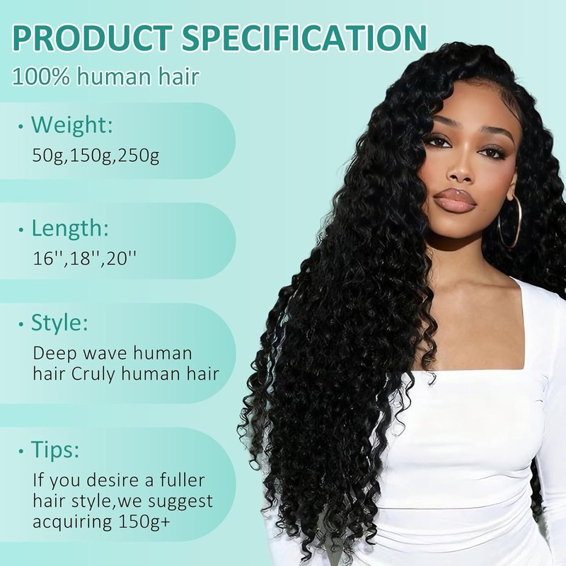 100% Brazilian Virgin Remy Human Hair - 18 Inch Curly Braiding Bundle | Soft Silky Natural Color