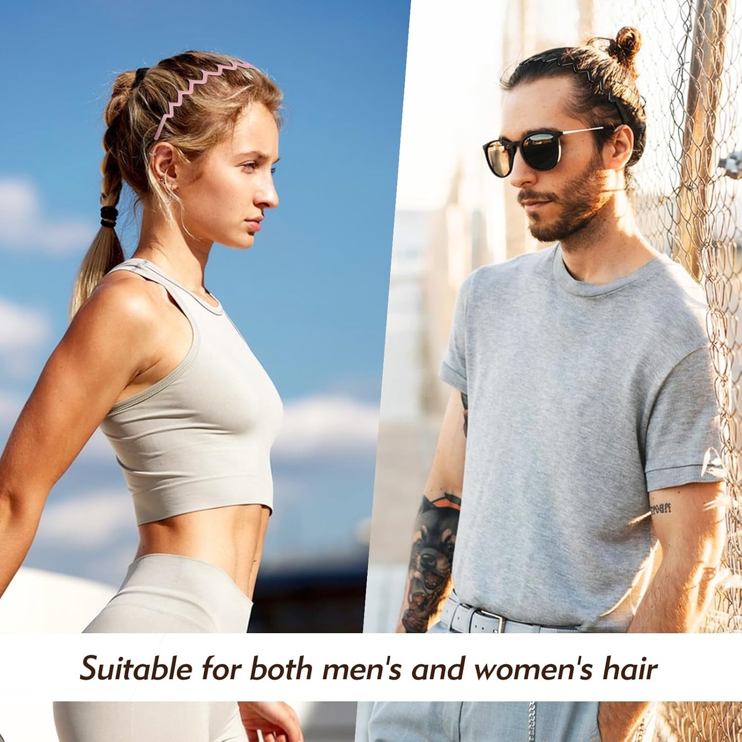 Zig Zag Headbands - 4-Pack Non-Slip Comb Headbands for Women & Men | Classic Wavy Claw Hair Accessories