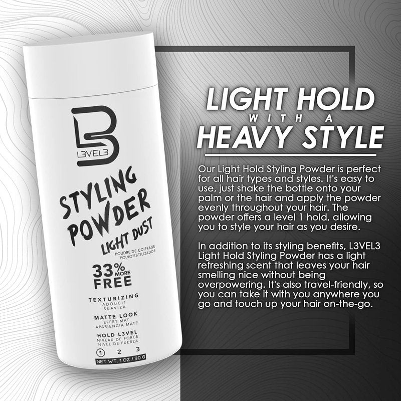 Light Hold Styling Powder - Natural Matte Finish for Texturizing & Volumizing Hair | 30 Grams