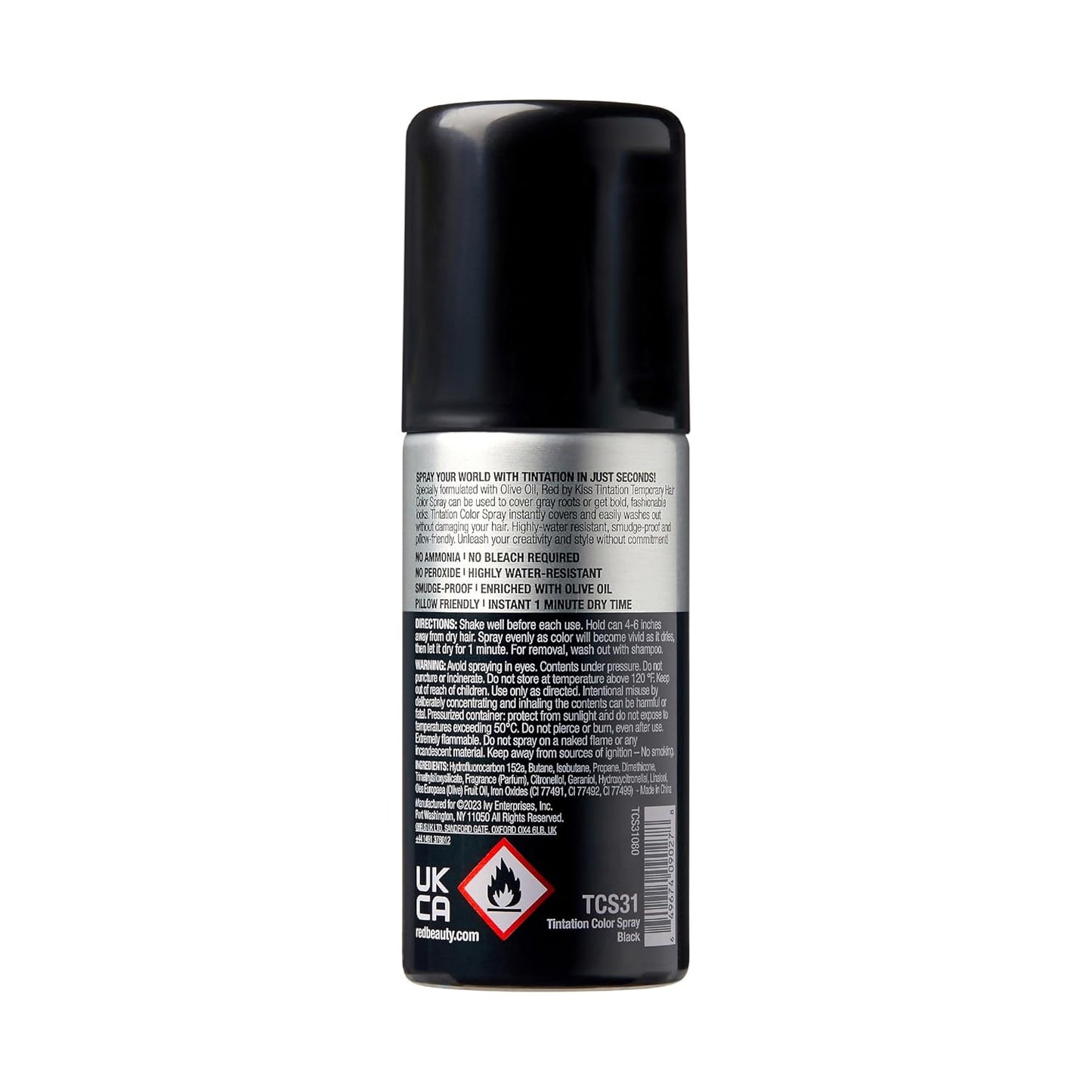Tintation Temporary Hair Color Spray - Instant Gray Root Cover Up, Water-Resistant, Smudge-Proof | Travel Size (Black)