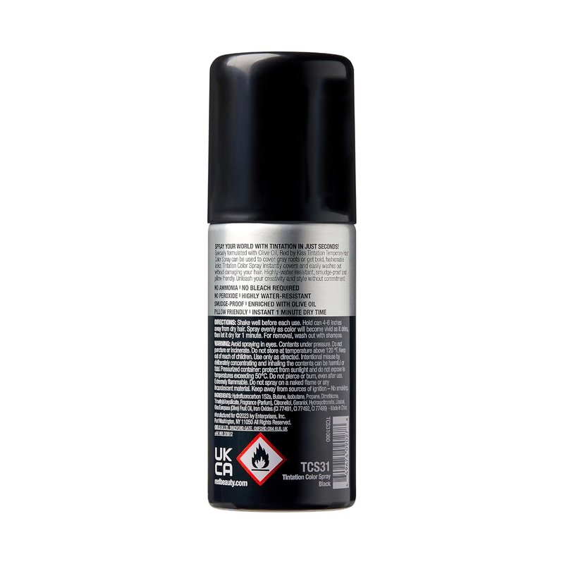 Tintation Temporary Hair Color Spray - Instant Gray Root Cover Up, Water-Resistant, Smudge-Proof | Travel Size (Black)
