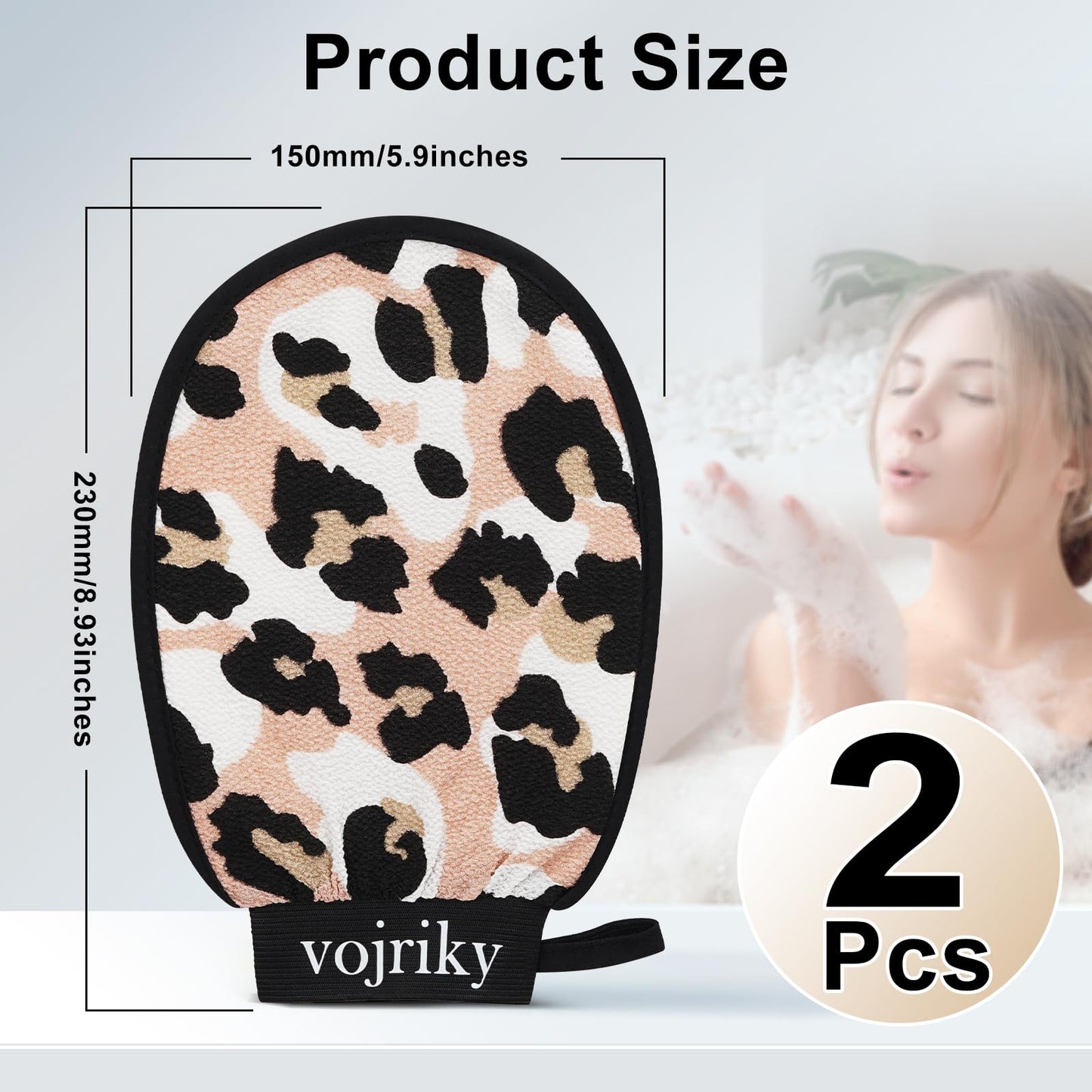 Vojriky Durable Body Scrub, Dead Skin Remover & Body Scrubber Exfoliator, Body Exfoliating Gloves for Shower, washcloth exfoliating, exfoliating Glove for Smooth Skin 2PCS