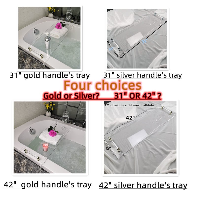 Zinging Life Bath Tub Tray,Clear Bathtub Tray for Luxury Bathroom – Waterproof Bath Caddy with Sleek Surface –No Assembly– Easy Cleaning Bathtub Organizer for Spa Relaxation (31")