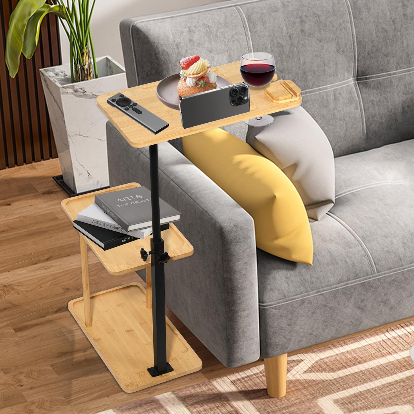 3 Layer Bath Tub Tray Table Liftable Freestanding Bamboo Bath Tray Caddy for Tub Against Wall Shelf Bathroom Organizer Shelf for Luxury Spa (Square)