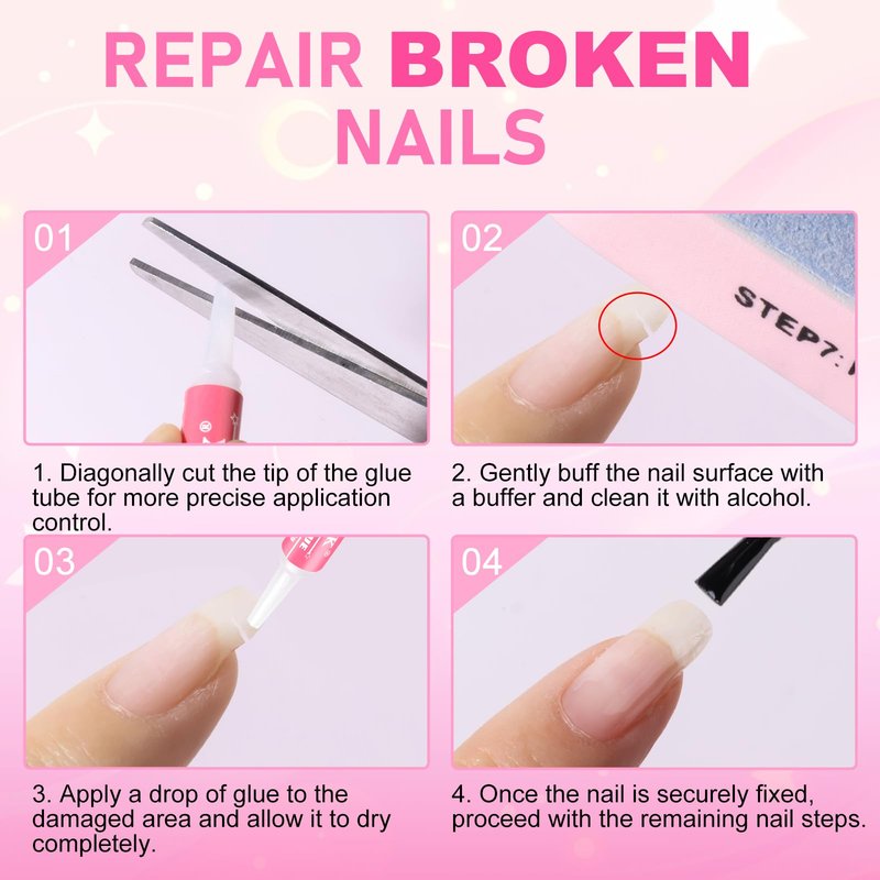 MEKK Nail Glue,Super Strong & Long-Lasting Nail Glue for Acrylic Nails,Press Ons&Broken Nails,Professional Adhesive for Nail Art Supplies,0.07OZ/PCS (12PCS)