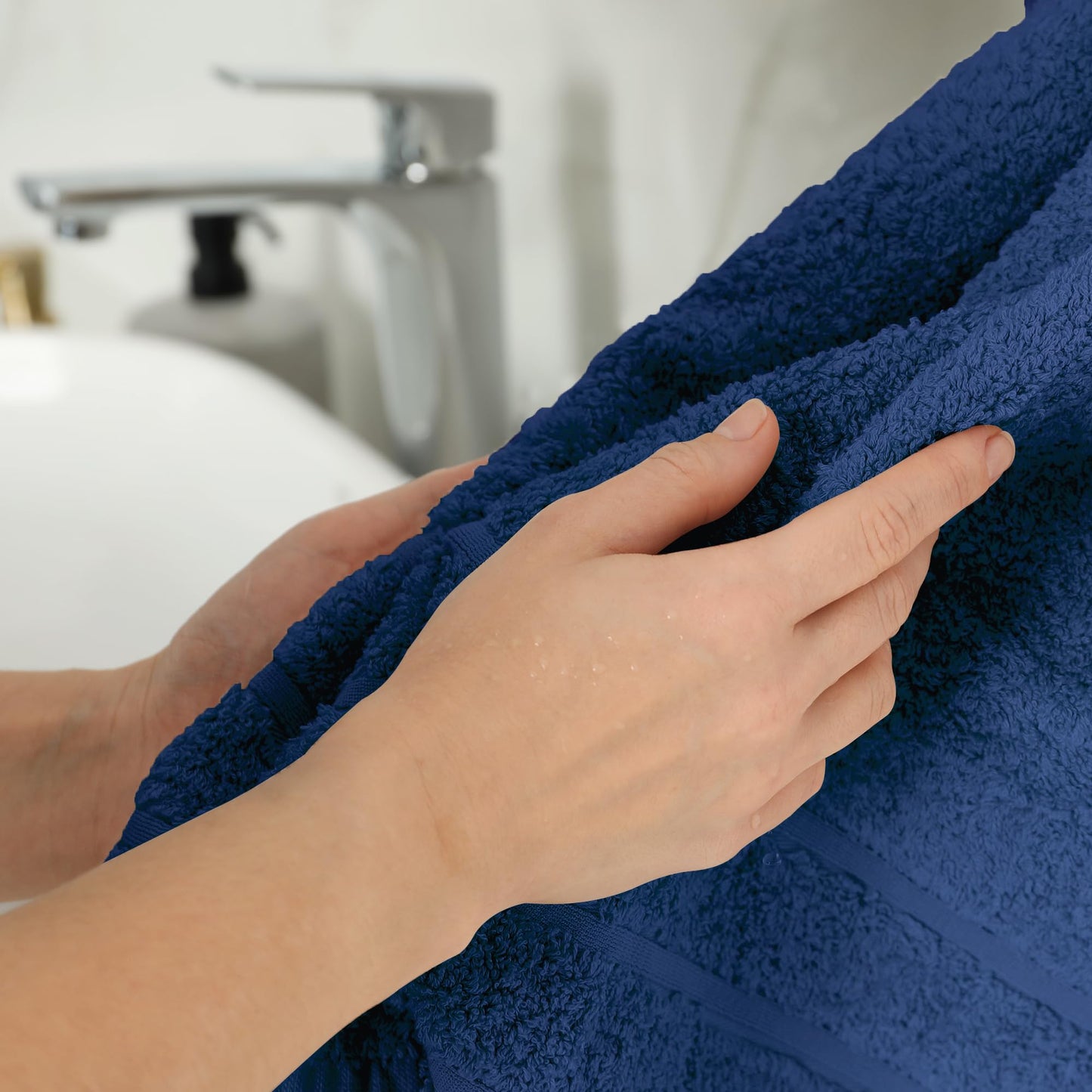 Novo Home 100% Cotton Hand Towels for Bathroom – Soft & Absorbent Towel Set– Pack of 6 Small Towel (34x20in) – Quick Dry Luxury Cotton Hand Towels – Royal Blue