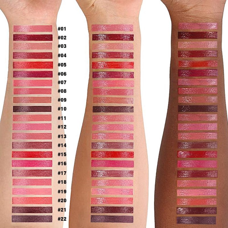 evpct Wine Red Shiny Longwear No-Budge Liquid Lip Color Lipstick Makeup, Highly Pigmented Color Instant Shine, Waterproof Long Lasting Lipstick for Women, Lip Stain Gloss with Lip Liner Brush, 02#