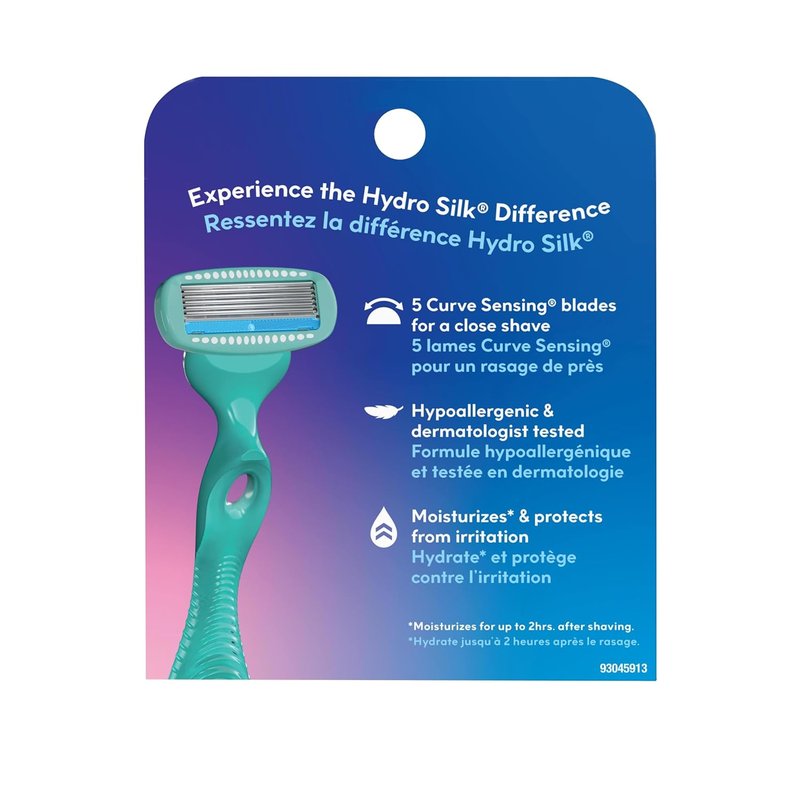 Schick Hydro Silk Razor Blade Refills - 5-Blade Sensitive Skin Razors for Women | 6 Count