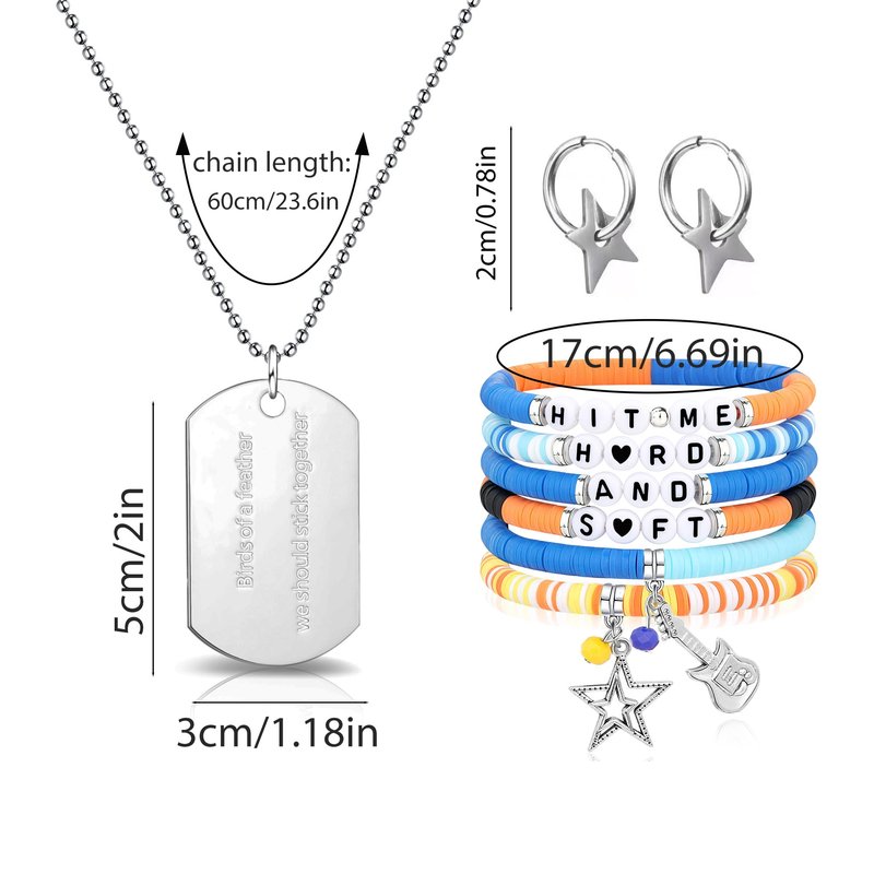 BOTVUG Birds of a Feather Necklace Star Bracelets Earrings Set Singer Album Inspired Merch for Tour Concert Fans Gifts