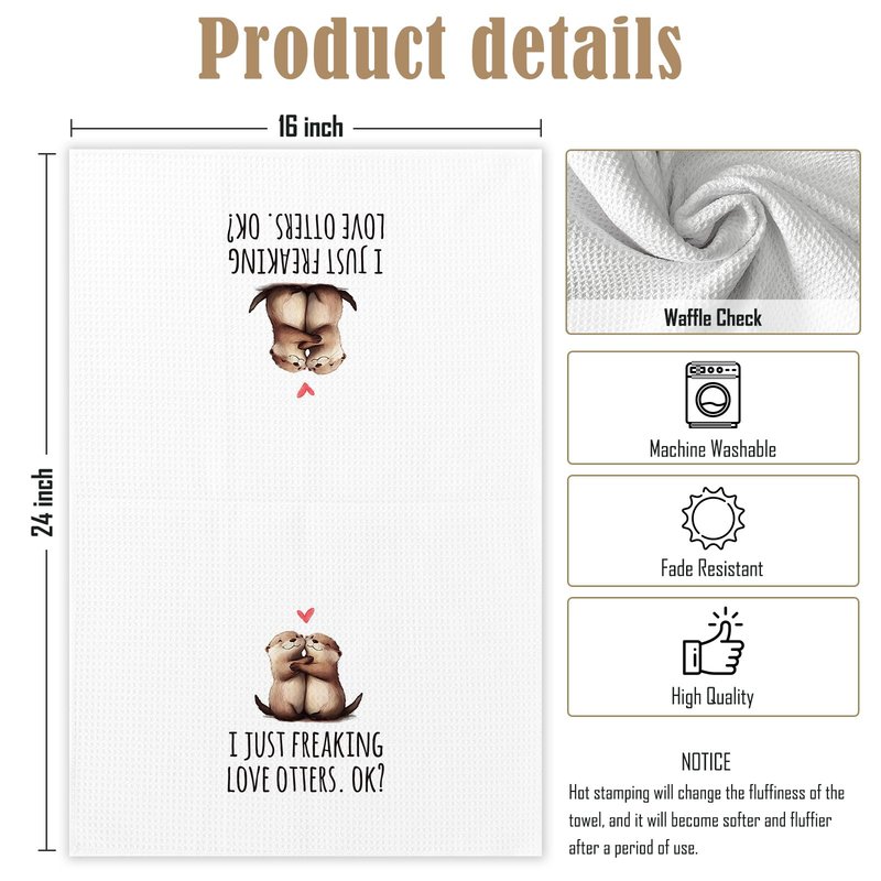 KTYHD Otter Bathroom Gifts Decor Hand Towels - I Just Freaking Love Otters Kitchen Towels, Otter Animal Bathroom Hand Towels, Otters Gifts for Women, Home & Kitchen
