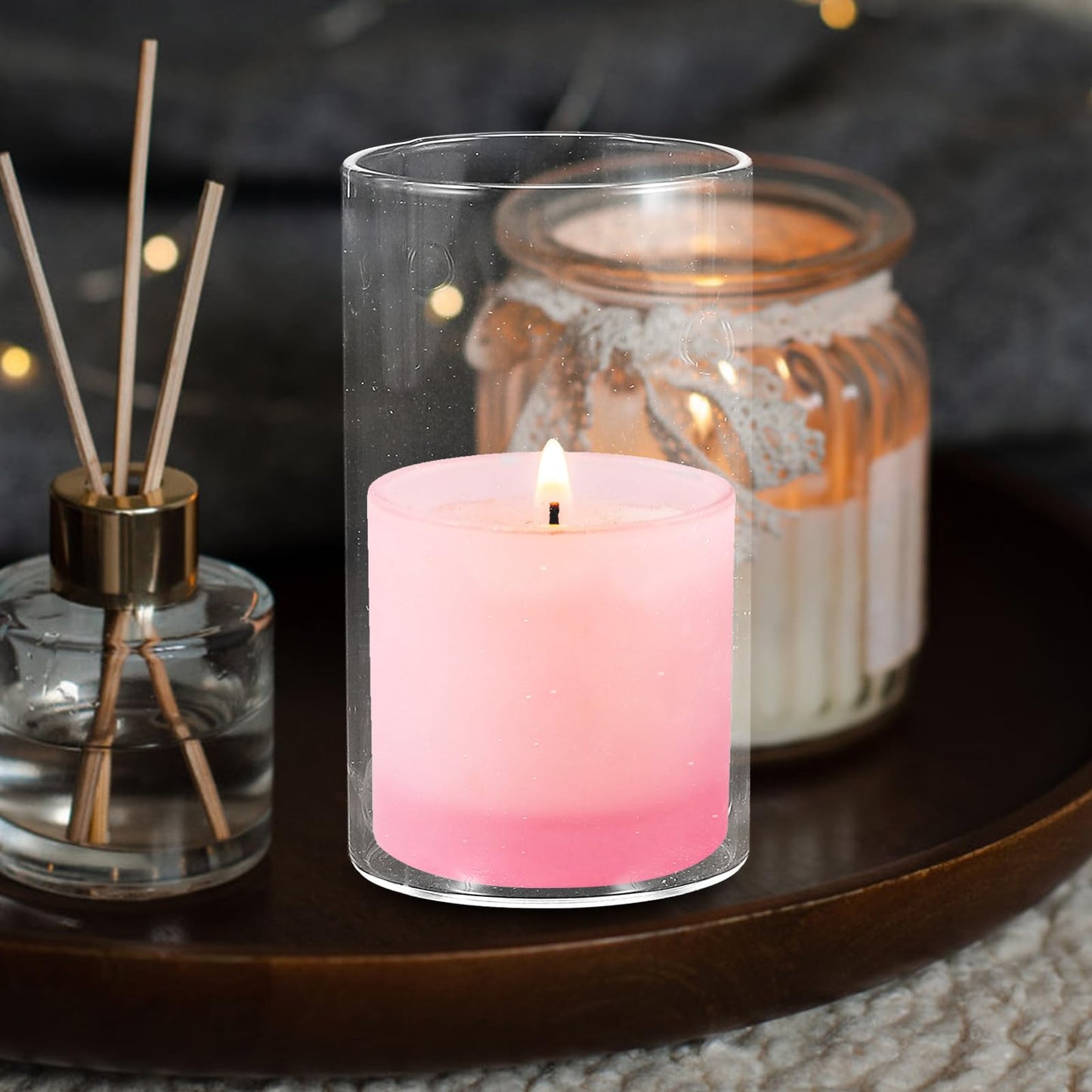 TOVINANNA Clear Glass Candle Chimney Holder 4.72" – High-Clarity Hurricane Shield for Pillar Candles, Windproof Flame Protection for Wedding & Home Party Decor, Romantic Gift for Couples