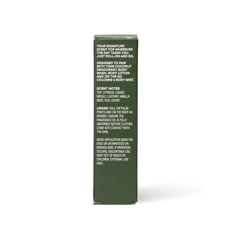TONE Roll-on Fragrance Oil for Men, Woodland, Fragrance Oil with Notes of Vanilla, Cedar, and Cypress, 0.85 fl oz