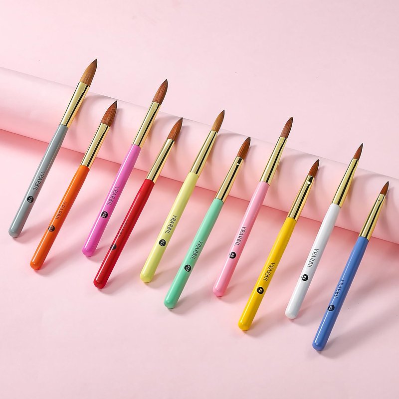 Yrarbil Acrylic Nail Brush Set, 10PCS Professional Nail Art Brushes for Acrylic Powder Applications, 3D Carving, Nail Art Extension for DIY Home Salon Tools