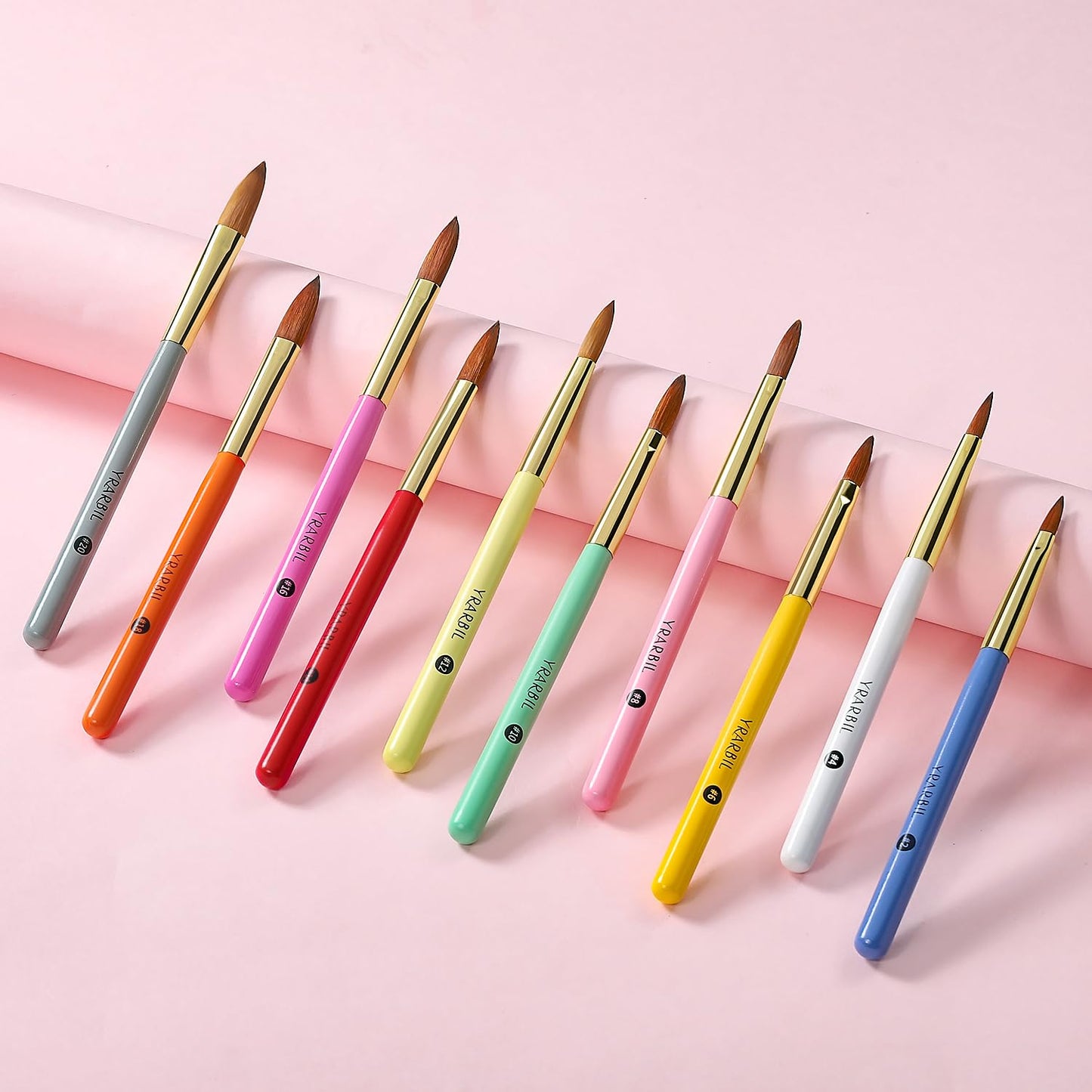 Yrarbil Acrylic Nail Brush Set, 10PCS Professional Nail Art Brushes for Acrylic Powder Applications, 3D Carving, Nail Art Extension for DIY Home Salon Tools